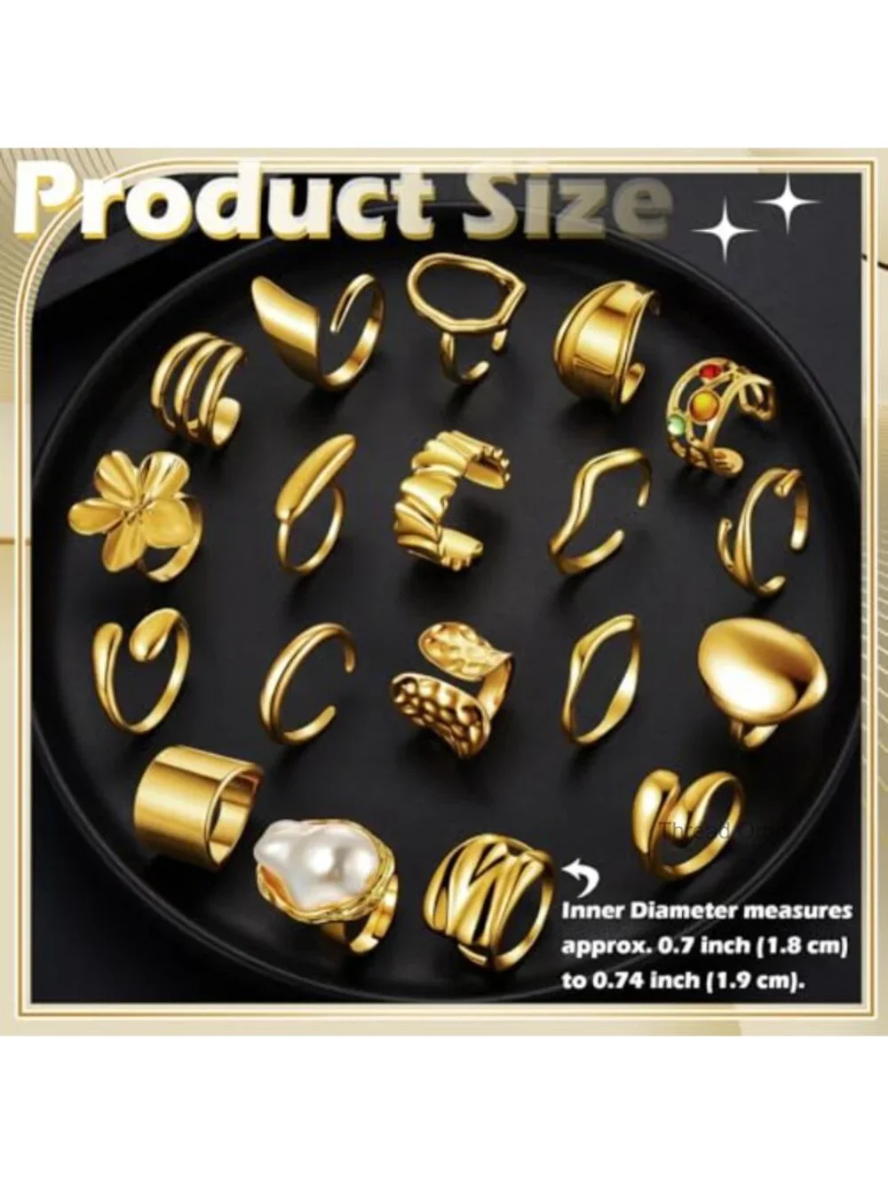 20 Gold Plated Adjustable Stacking Rings Set Open Chunky Statement Knuckle Rings